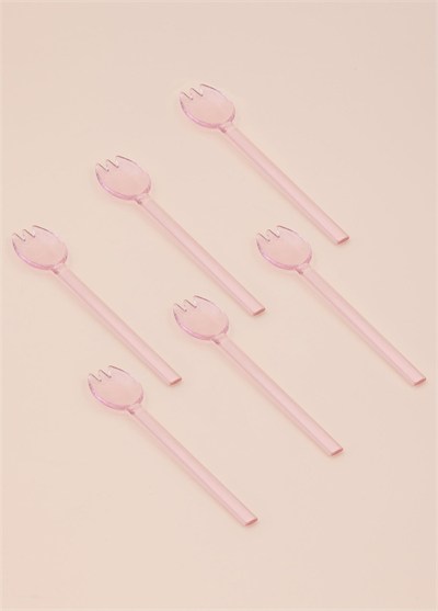 The Mia Abiete Dondurma ve Tatlı Kaşığı Pembe 6lı Set