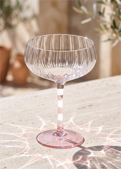 The Mia Ayaklı Cam Dondurma Kasesi Pembe Beyaz 240 ml