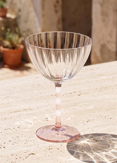 The Mia Ayaklı Cam Dondurma Kasesi Pembe Beyaz 280 ml