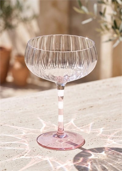 The Mia Ayaklı Cam Dondurma Kasesi Pembe Beyaz 240 ml