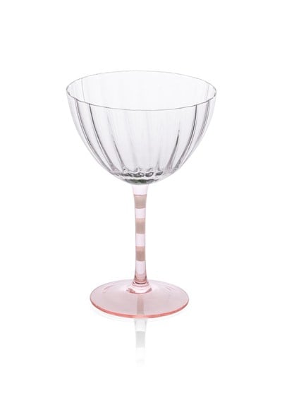 The Mia Ayaklı Cam Dondurma Kasesi Pembe Beyaz 280 ml