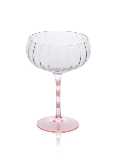 The Mia Ayaklı Cam Dondurma Kasesi Pembe Beyaz 240 ml