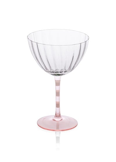 The Mia Ayaklı Cam Dondurma Kasesi Pembe Beyaz 280 ml