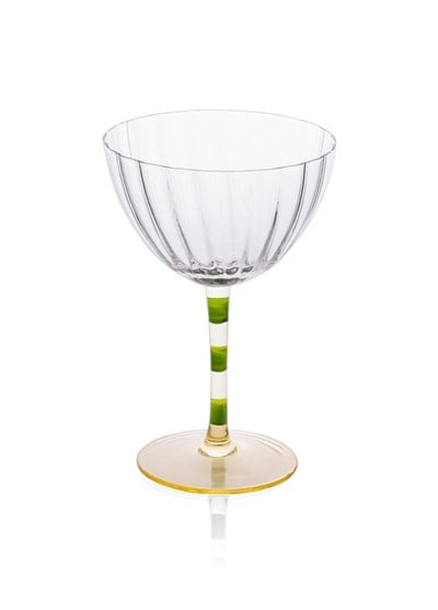 The Mia Ayaklı Cam Dondurma Kasesi Yeşil Sarı 280 ml