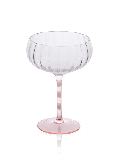 The Mia Ayaklı Cam Dondurma Kasesi Pembe Beyaz 240 ml