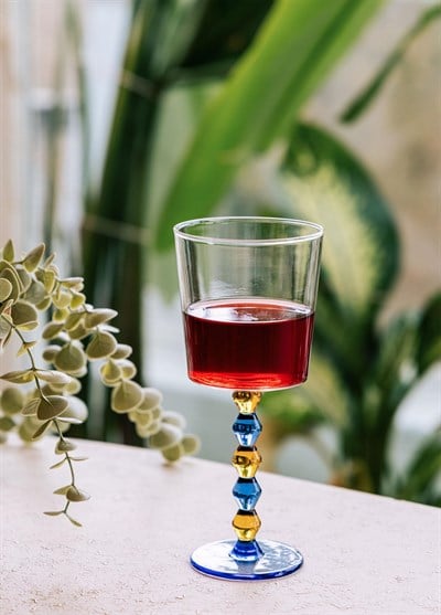 The Mia Bead Şarap Kadehi Mavi 300 ml