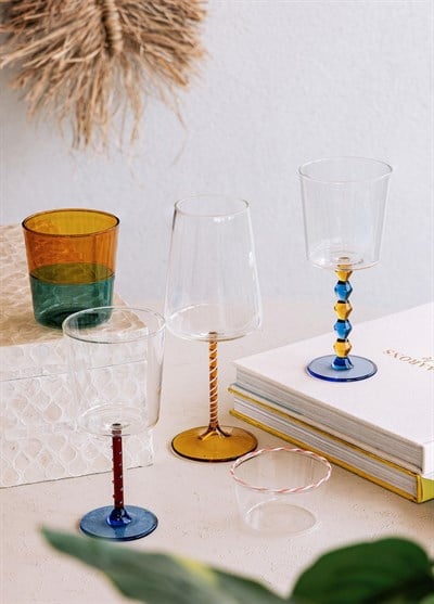 The Mia Bead Şarap Kadehi Mavi 300 ml