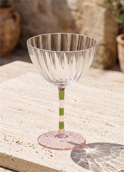 The Mia Ayaklı Cam Dondurma Kasesi Pembe Yeşil 280 ml
