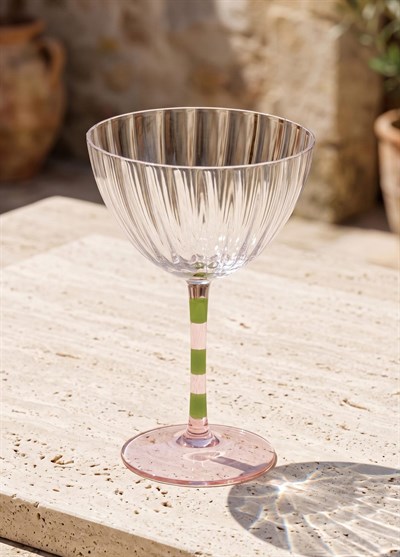 The Mia Ayaklı Cam Dondurma Kasesi Pembe Yeşil 280 ml