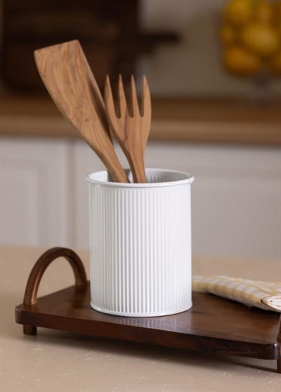 The Mia Stripe Tezgah Üstü Kaşıklık Beyaz 13x11 cm
