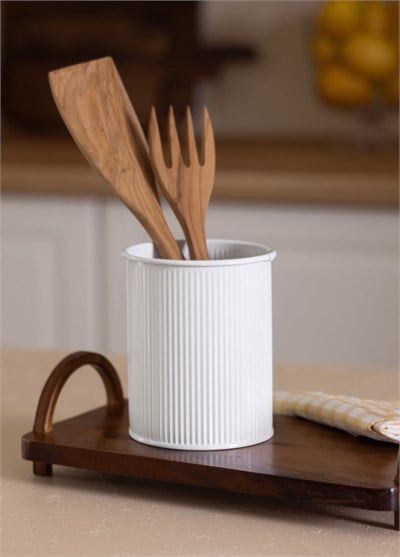 The Mia Stripe Tezgah Üstü Kaşıklık Beyaz 13x11 cm