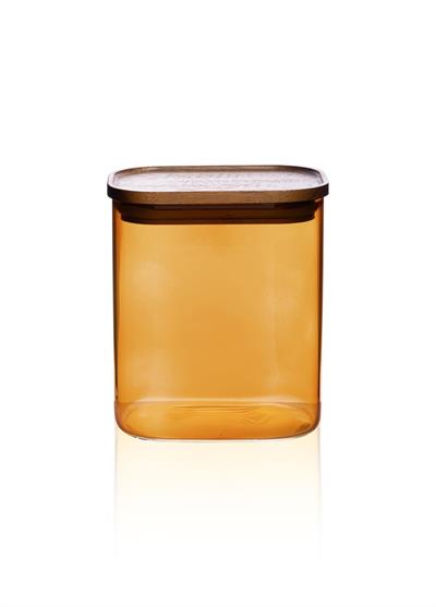 The Mia Akasya Dikdörtgen Cam Kavanoz Amber 900 ml