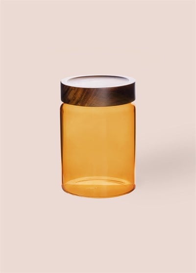 The Mia Akasya Yuvarlak Cam Kavanoz Amber 850 ml