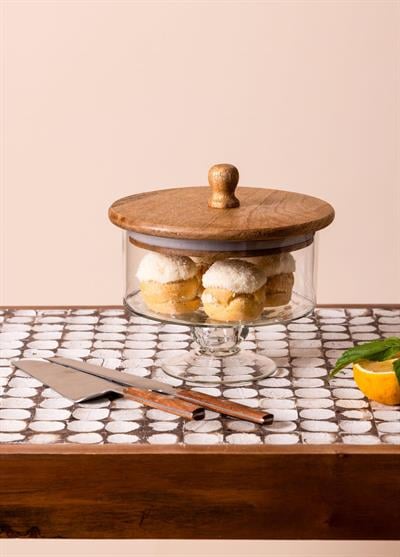 The Mia Madera Ayaklı Kurabiye Kavanozu 18x17x17 cm