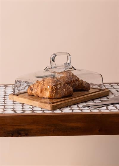 The Mia Madera Dikdörtgen Kek Saklama Fanusu 16x28x18 cm