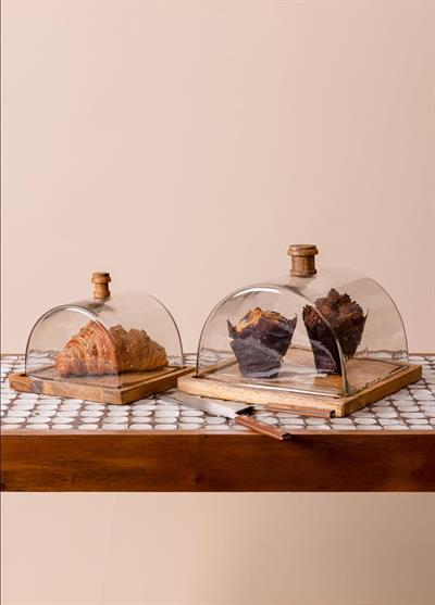 The Mia Madera Dikdörtgen Kek Saklama Fanusu 18x24x24 cm