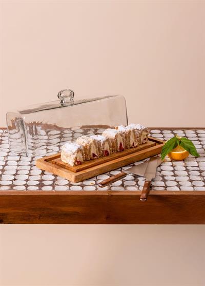 The Mia Madera Dikdörtgen Kek Saklama Fanusu 15x32x14 cm