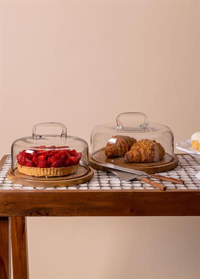 The Mia Madera Yuvarlak Kek Saklama Fanusu 18x30x30 cm