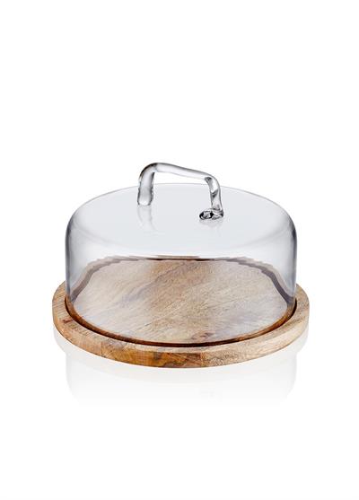 The Mia Madera Yuvarlak Kek Saklama Fanusu 17x26x26 cm