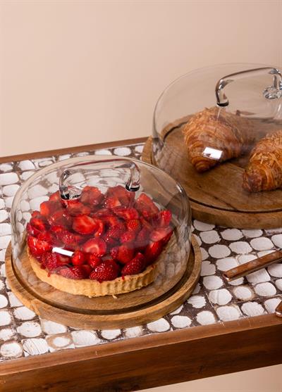 The Mia Madera Yuvarlak Kek Saklama Fanusu 18x30x30 cm