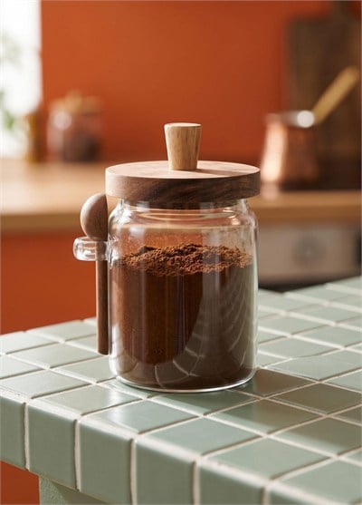 Kavanoz The Mia Ölçü Kaşıklı Borosilikat Cam Kavanoz 650 ml