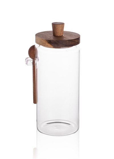The Mia Ölçü Kaşıklı Borosilikat Cam Kavanoz 1,2 Litre