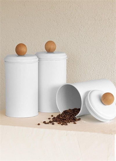 The Mia Stripe Çay Kahve Şeker Kavanozu Beyaz 1,20 Lt