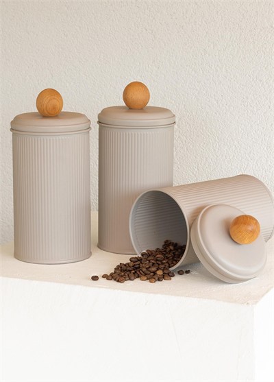 The Mia Stripe Çay Kahve Şeker Kavanozu Bej 1,20 Lt