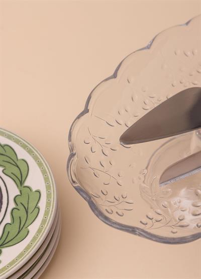 The Mia Ayaklı Cam Sunum Tabağı Oval 31x20x12 cm CAM0498