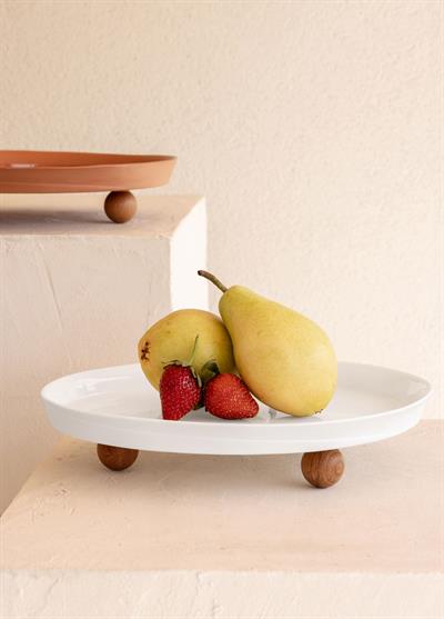 The Mia Limoges Ahşap Ayaklı Tabak Terracota 27x23x7 cm