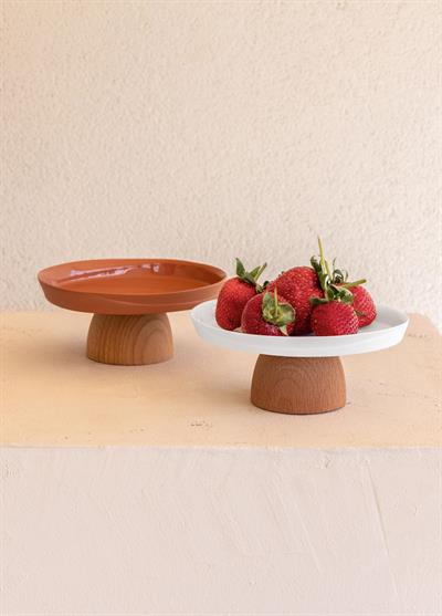 The Mia Limoges Ahşap Ayaklı Tabak Terracota 22x6 cm