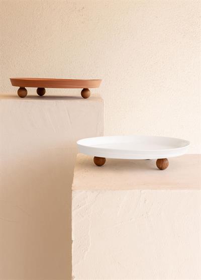 The Mia Limoges Ahşap Ayaklı Tabak Terracota 27x23x7 cm