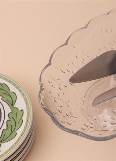 The Mia Ayaklı Cam Sunum Tabağı Oval 31x20x12 cm CAM0498