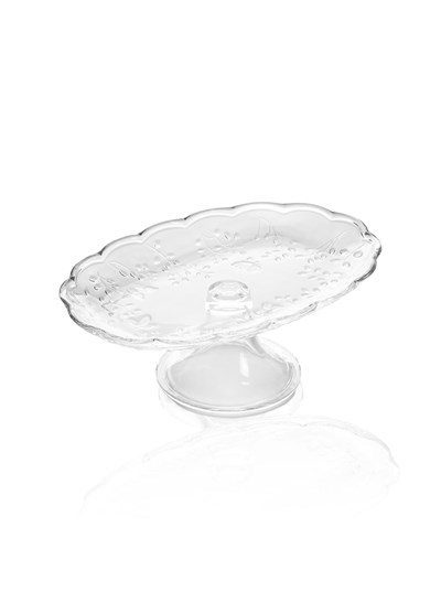 The Mia Ayaklı Cam Sunum Tabağı Oval 31x20x12 cm CAM0498
