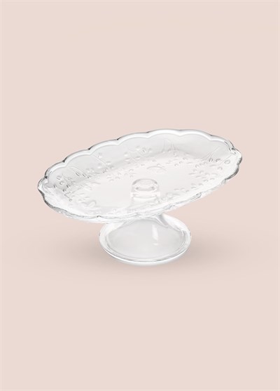 The Mia Ayaklı Cam Sunum Tabağı Oval 31x20x12 cm CAM0498