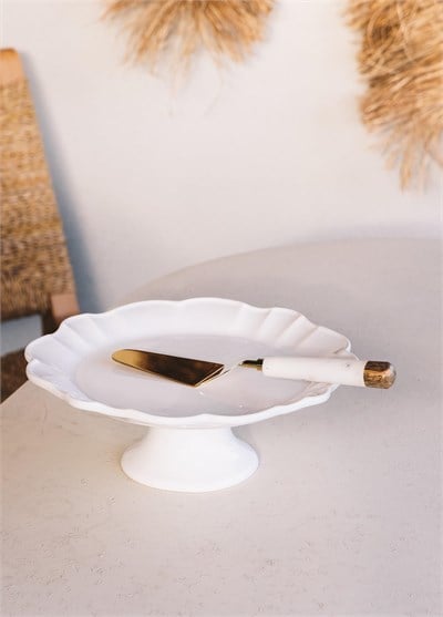 The Mia Grande Pasta Kek Standı Beyaz 32x12 cm GRD0011