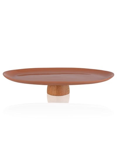 The Mia Limoges Ahşap Ayaklı Servis Tabağı Terracota 34x17x6,5 cm