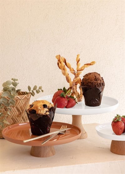 The Mia Limoges Ahşap Ayaklı Tabak Terracota 21x7 cm