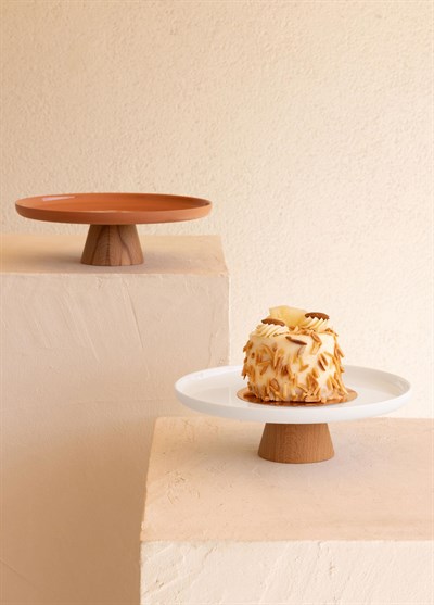 The Mia Limoges Ahşap Ayaklı Tabak Terracota 21x7 cm