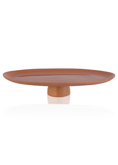 The Mia Limoges Ahşap Ayaklı Servis Tabağı Terracota 34x17x6,5 cm