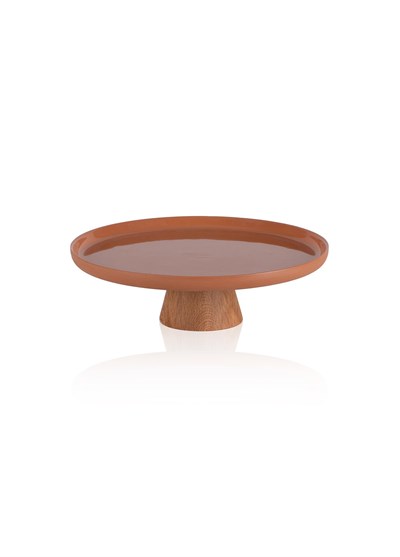 The Mia Limoges Ahşap Ayaklı Tabak Terracota 21x7 cm