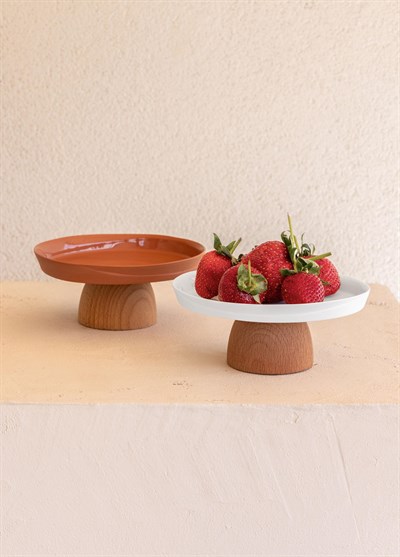 The Mia Limoges Ahşap Ayaklı Tabak Terracota 22x6 cm