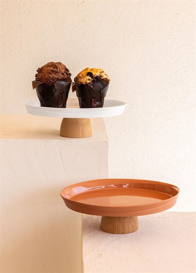 The Mia Limoges Ahşap Ayaklı Tabak Beyaz  22x6 cm