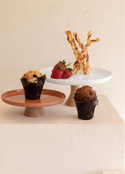 The Mia Limoges Ahşap Ayaklı Tabak Terracota 21x7 cm