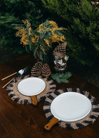 The Mia Woody Porselen Servis Tabağı 40x26 cm