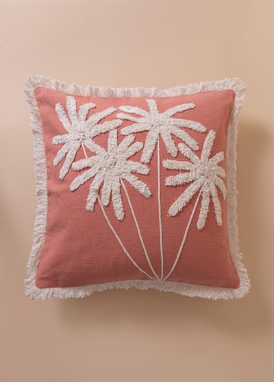 The Mia Bohem Palmiye Desenli Kırlent Somon 45 x 45 cm