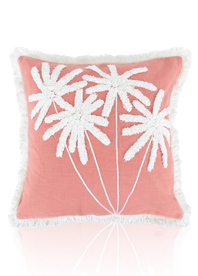The Mia Bohem Palmiye Desenli Kırlent Somon 45 x 45 cm