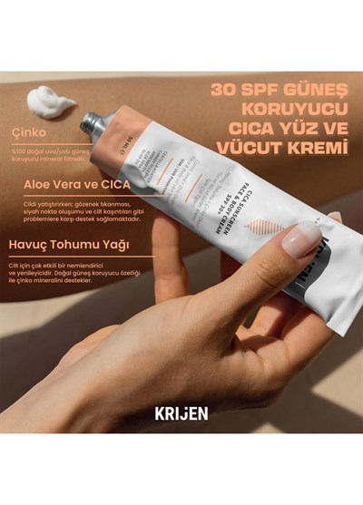 Krijen 30+ Spf Güneş Koruyucu Cıca Yüz Ve Vücut Kremi 50 Gr