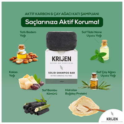 Krijen Aktif Karbon ve Çay Ağacı Katı Şampuanı 100 Gr