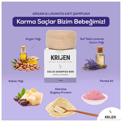 Krijen Argan ve Lavanta Katı Şampuanı 100 Gr